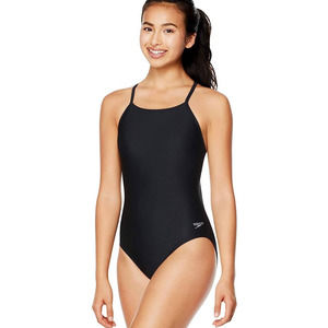 Speedo Women's Size 26 Solid Flyer One Piece Swimsuit, Black
